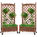 Set of 2 48in Wood Planter Box & Lattice Trellis with Drainage N992
