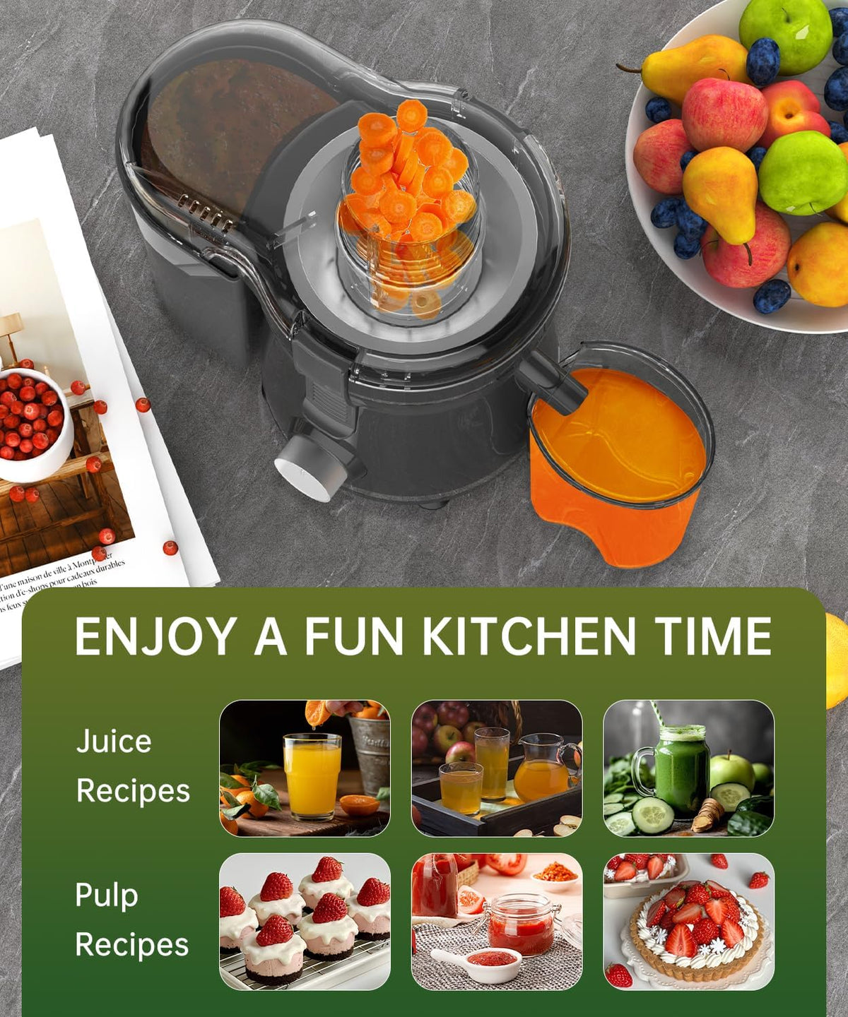 500W Stainless Steel Juicer with 3 Inch Wide Chute F233