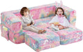 Kids Couch with Two Ottoman, Modular Foldable Loveseat W8526