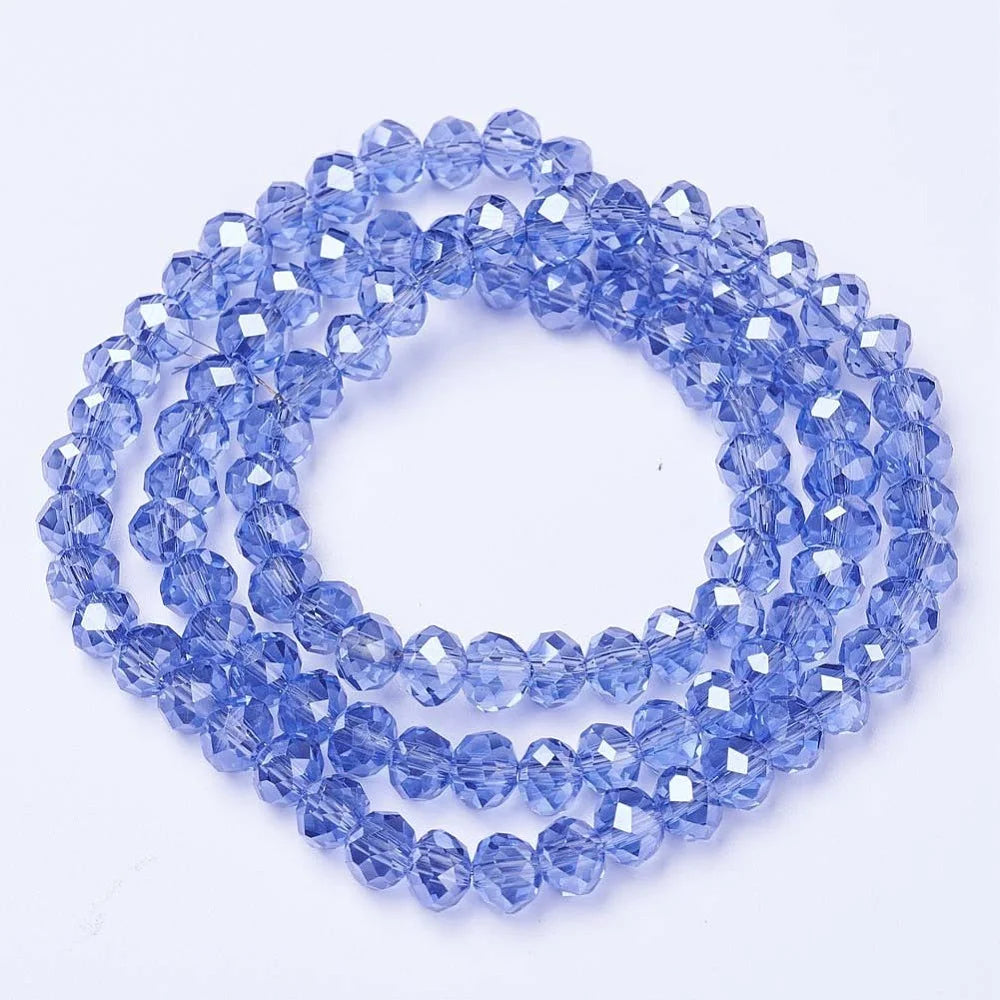 10x8mm Electroplate Glass Beads Strands Royal Blue S645