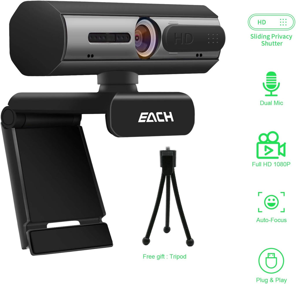 1080P USB Webcam with Dual Microphone & Privacy Cover L729