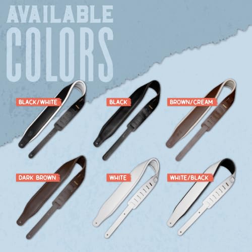 Black 3" Wide Leather Guitar Strap with Foam Padding Q9941