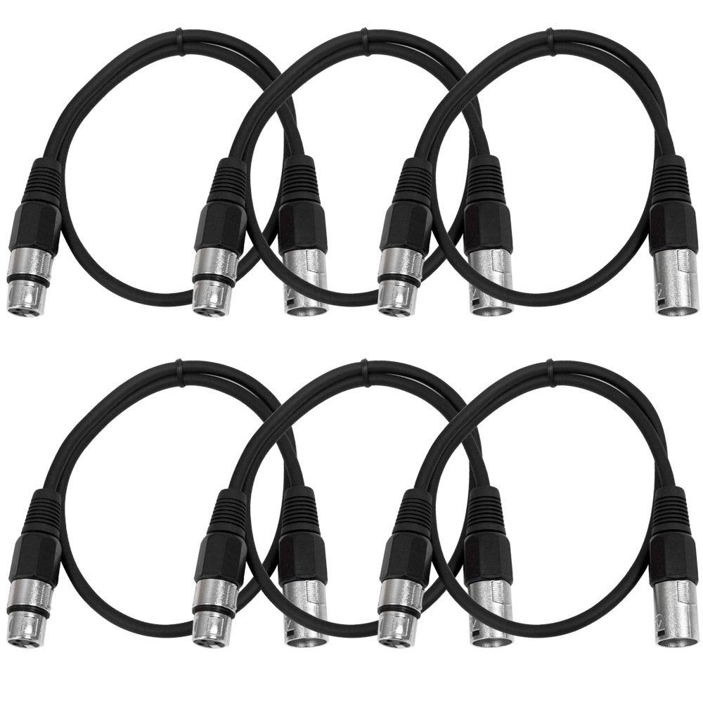 25' XLR Male to XLR Female Microphone Cables 6 Pack R375286