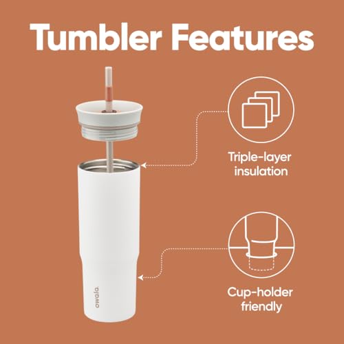 Stainless Steel Insulated Travel Tumbler with Lid and Straw, 24 oz U79986