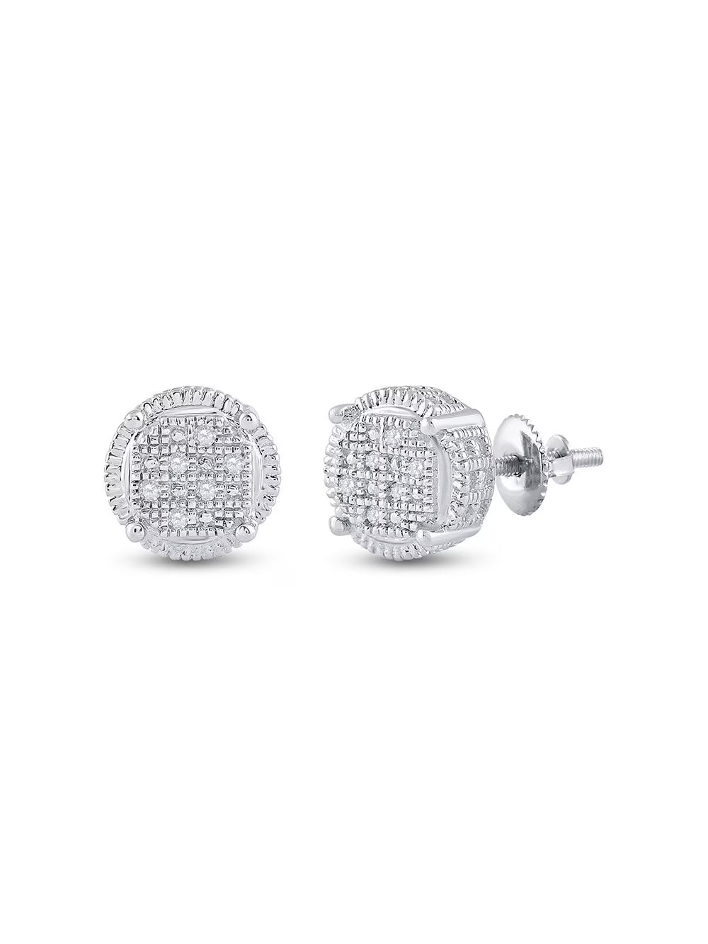 Sterling Silver Diamond Cluster Earrings .03 Cttw U865