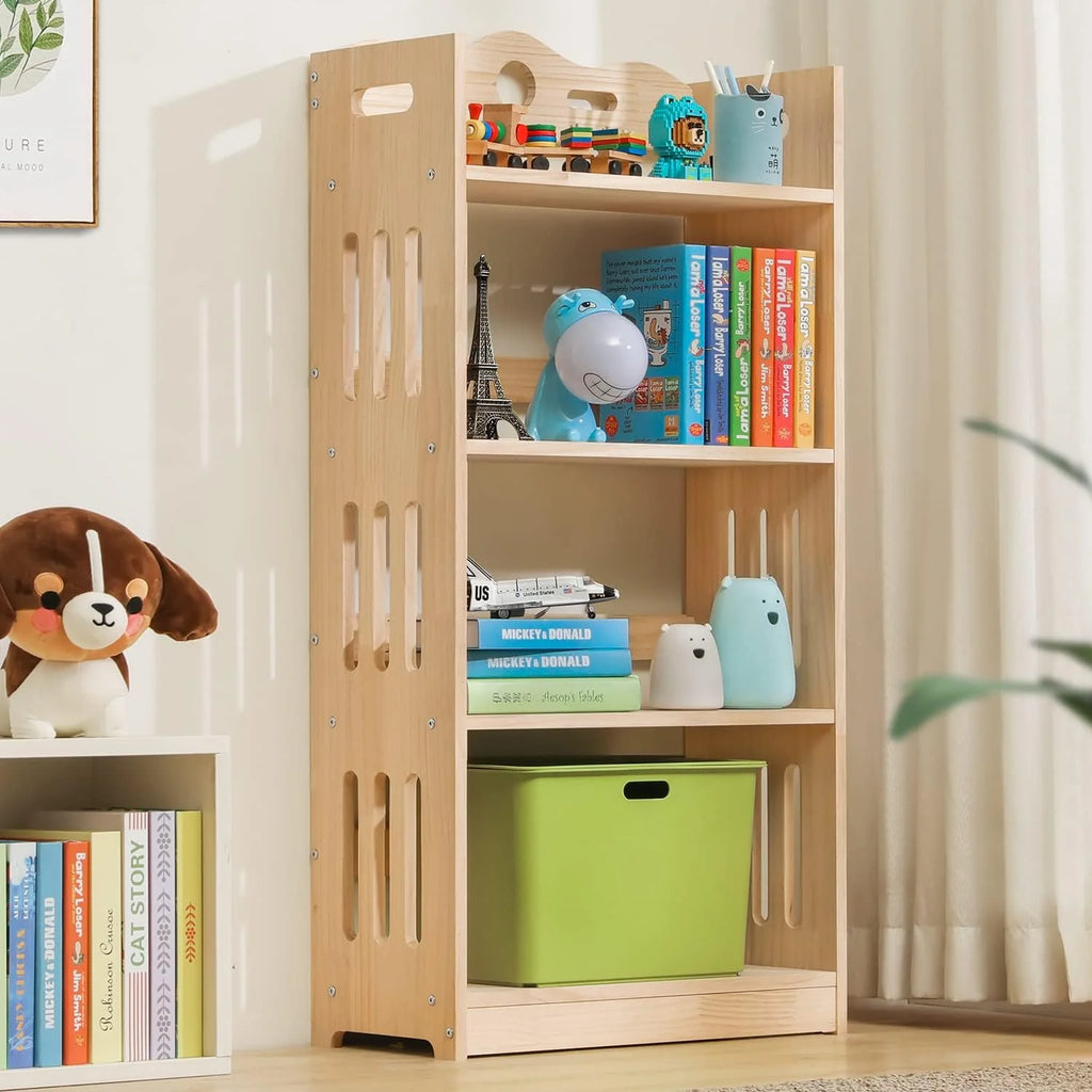 Natural 4 Tier Solid Wood Bookcase F3848