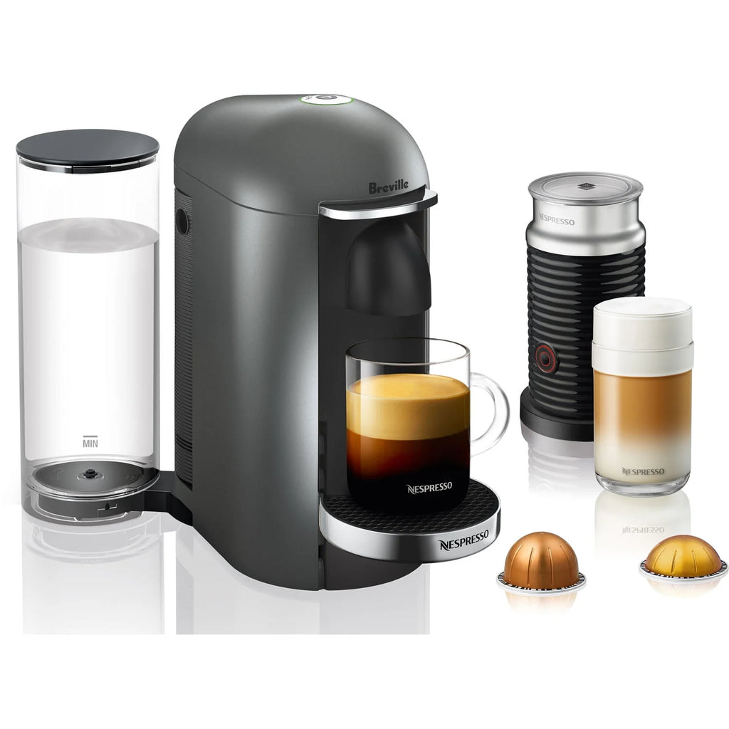 Titanium Coffee & Espresso Single-Serve Machine and Black Milk Frother X132