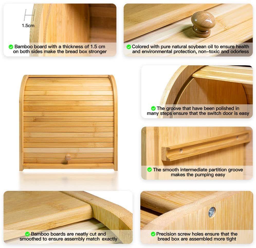 Bamboo 2 Layer Rolltop Bread Box G115