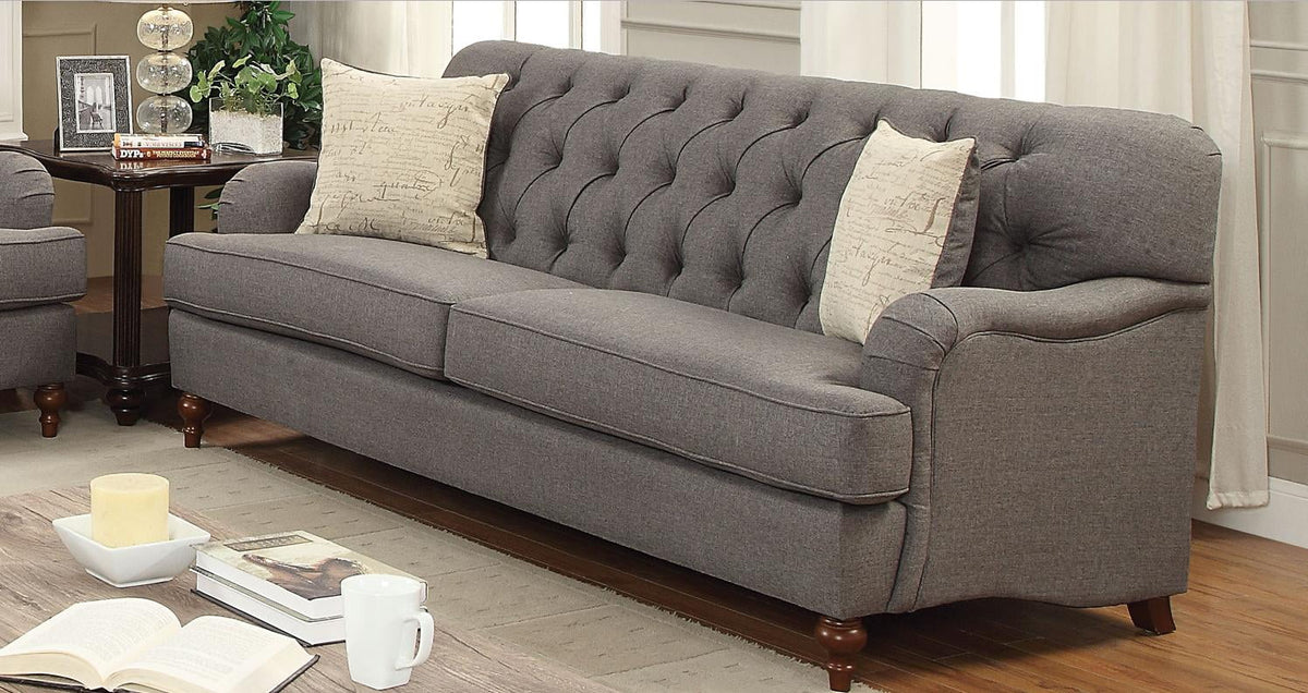 Dark Grey Fabric Sofa Set 3Pcs F286
