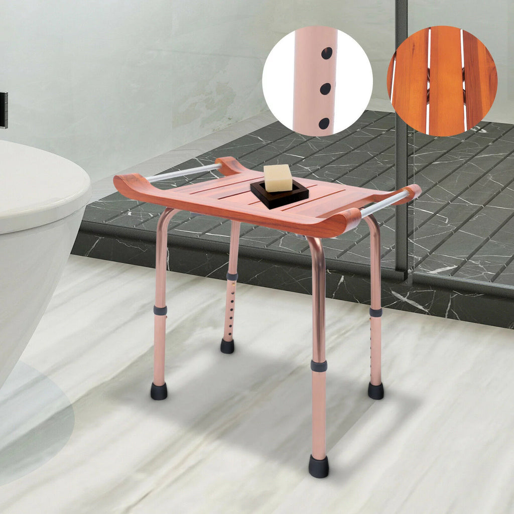 Adjustable Teak Bath Bench Shower Chair 300lbs S75105