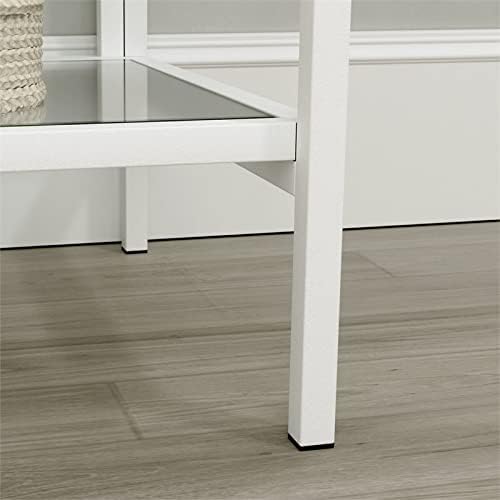 5 Shelf Metal Framed Glass Bookcase in Flat White I516378