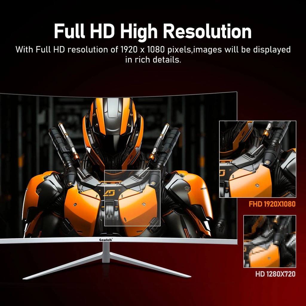 27 Inch Curved Monitor 100hz White FHD 1080P 1800R Frameless Built-in Speakers HDMI D43300
