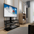 Angle and Height Adjustable Tempered Glass TV Stand, Black D285