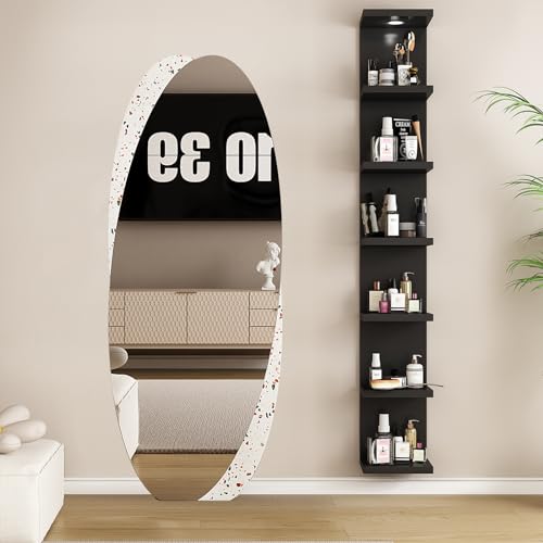 7 Tier Black Wall Shelf with LED Remote Control Light M452