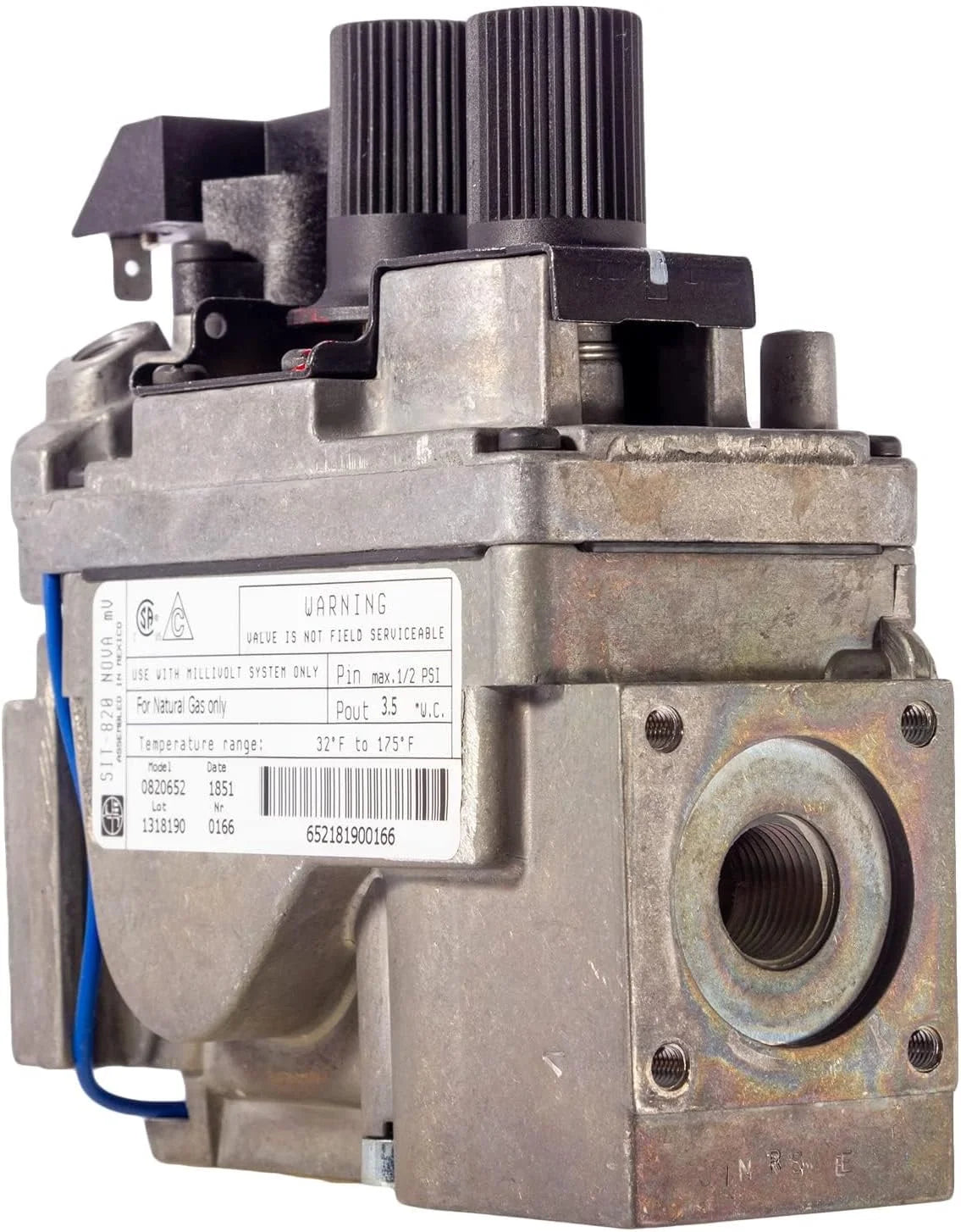 Natural Gas Millivolt Gas Valve for Fireplaces and Stoves A63081