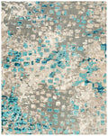Grey/Blue Abstract Polka Dots Area Rug, 9' x 12' S2115