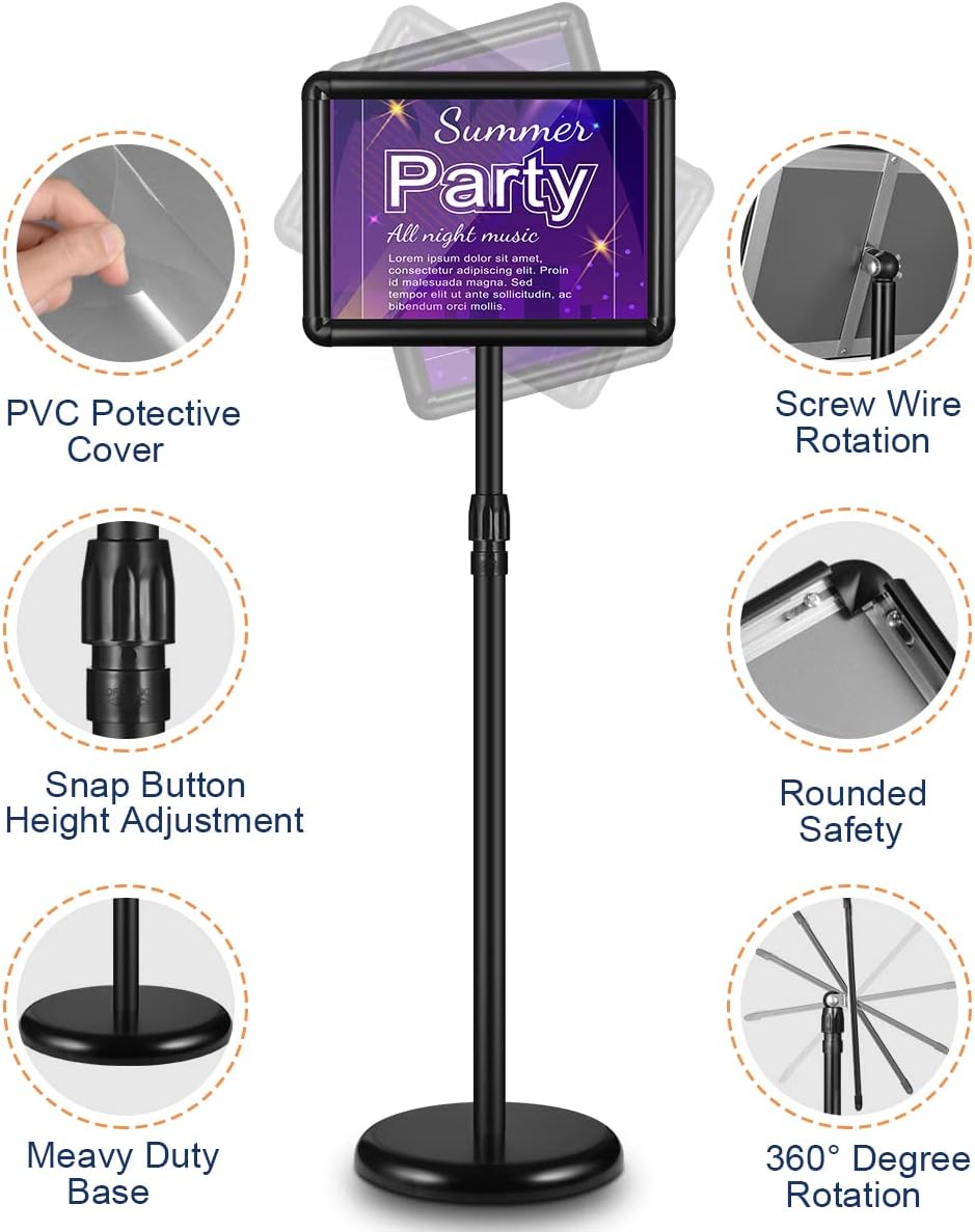 2 Pack Adjustable Sign Stand 8.5x11 Inch Black J275527