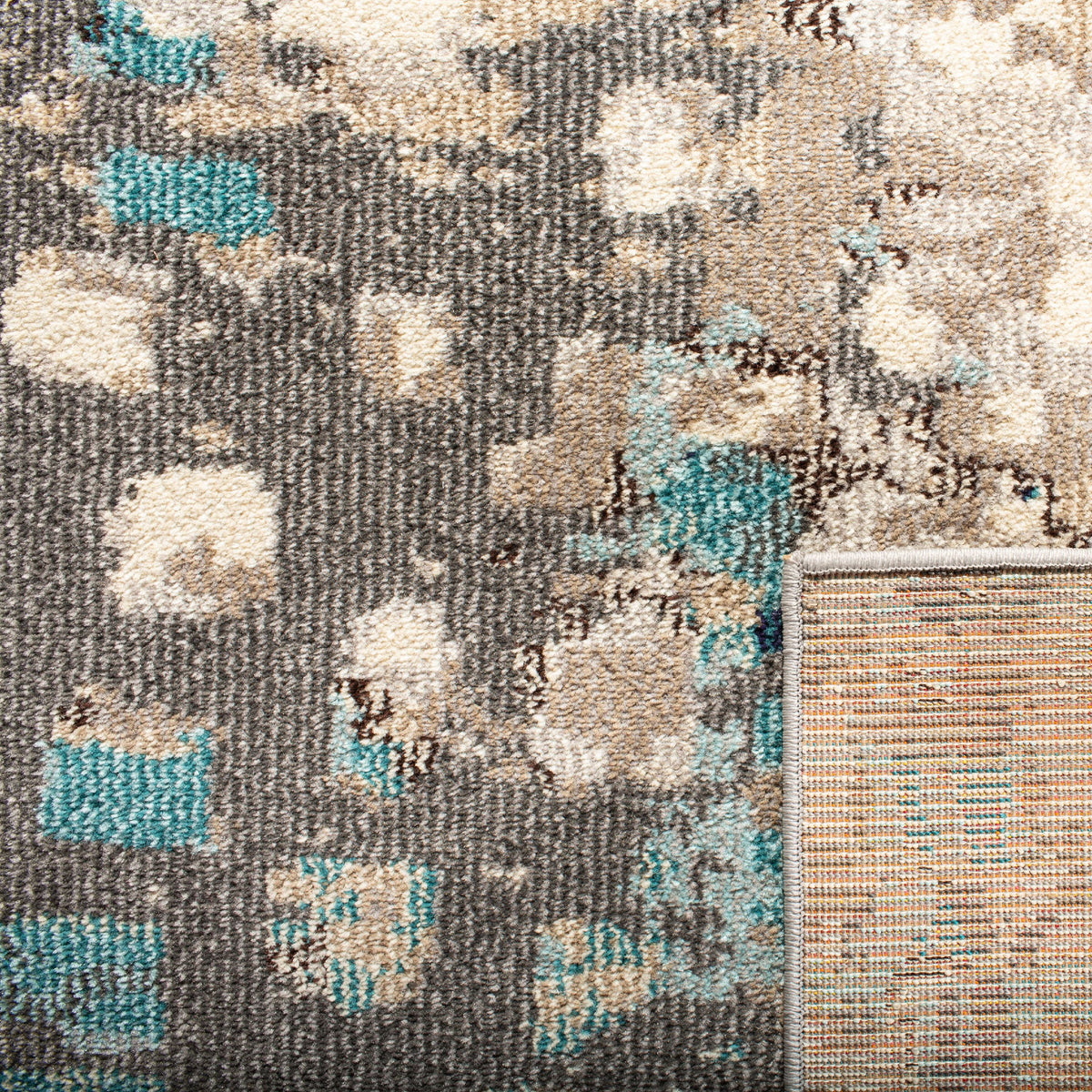 Grey/Blue Abstract Polka Dots Area Rug, 9' x 12' S2115