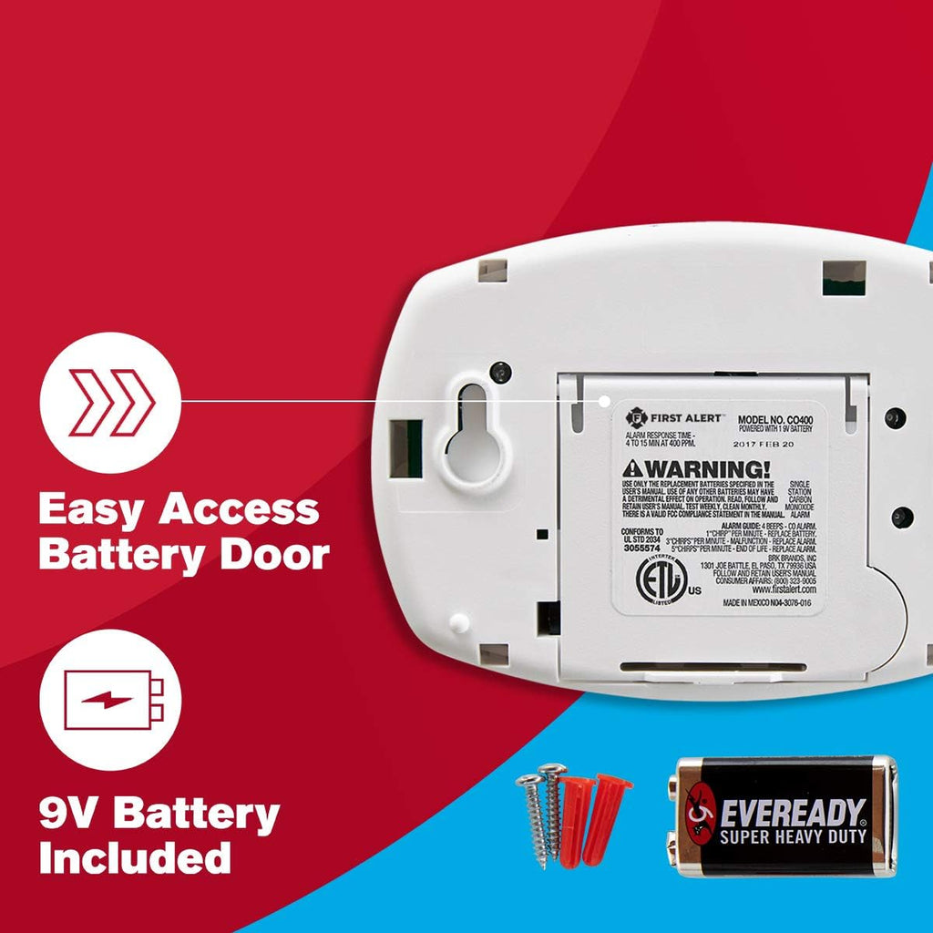 Carbon Monoxide Detector, Battery Operated, 6-Pack, White C524