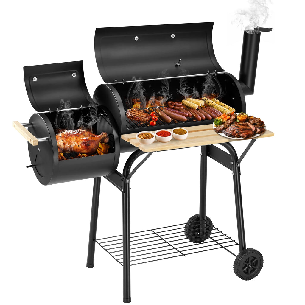Charcoal Grill with Offset Smoker & Side Table Z188458