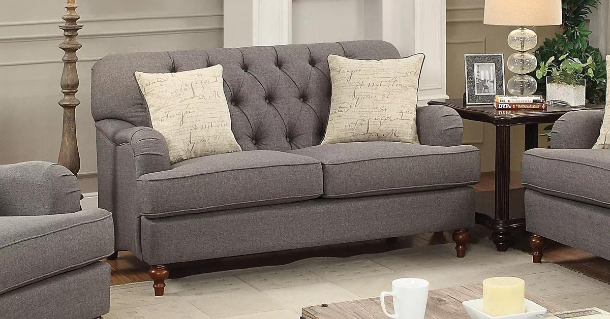 Dark Grey Fabric Sofa Set 3Pcs F286