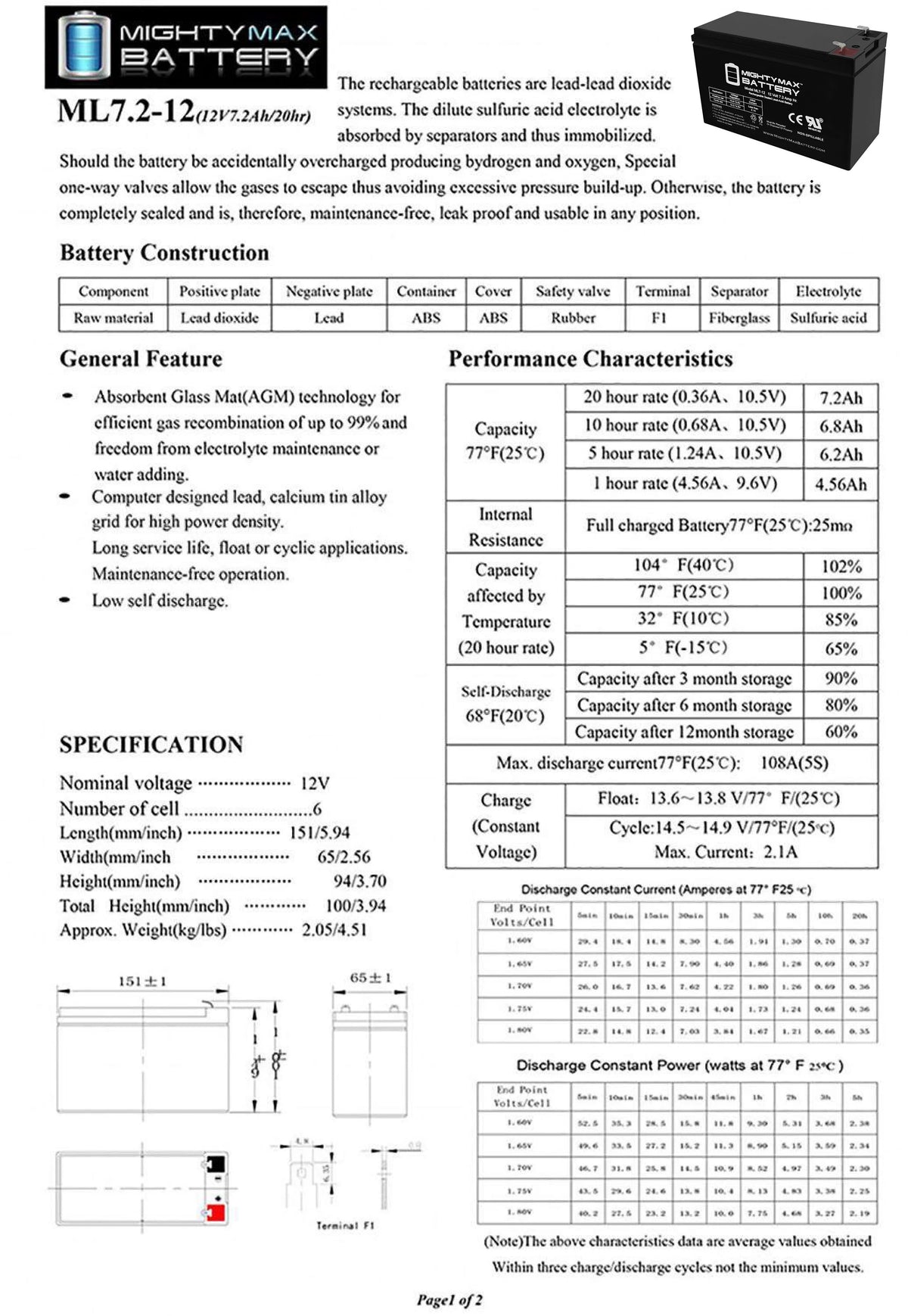 12V 7Ah Battery D766