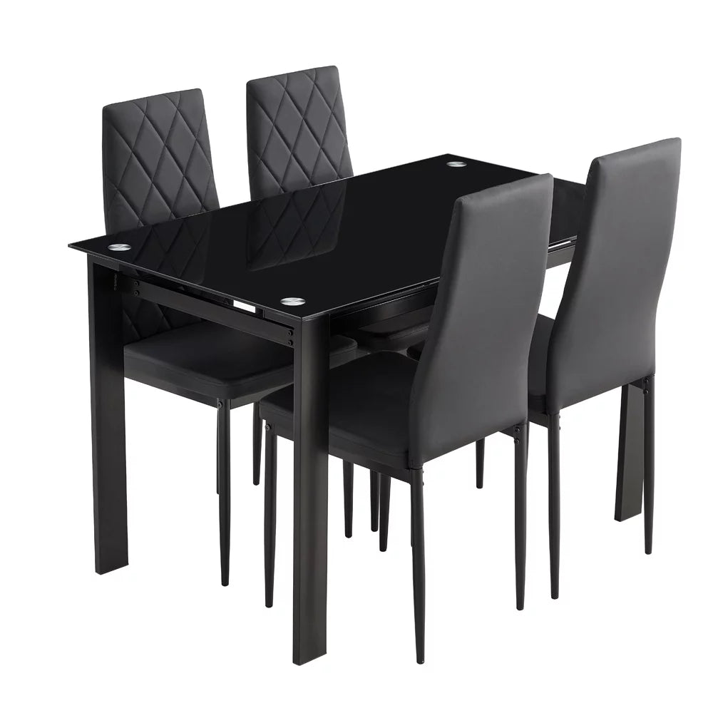 Black 5 Piece Dining Table Set for 4 W302
