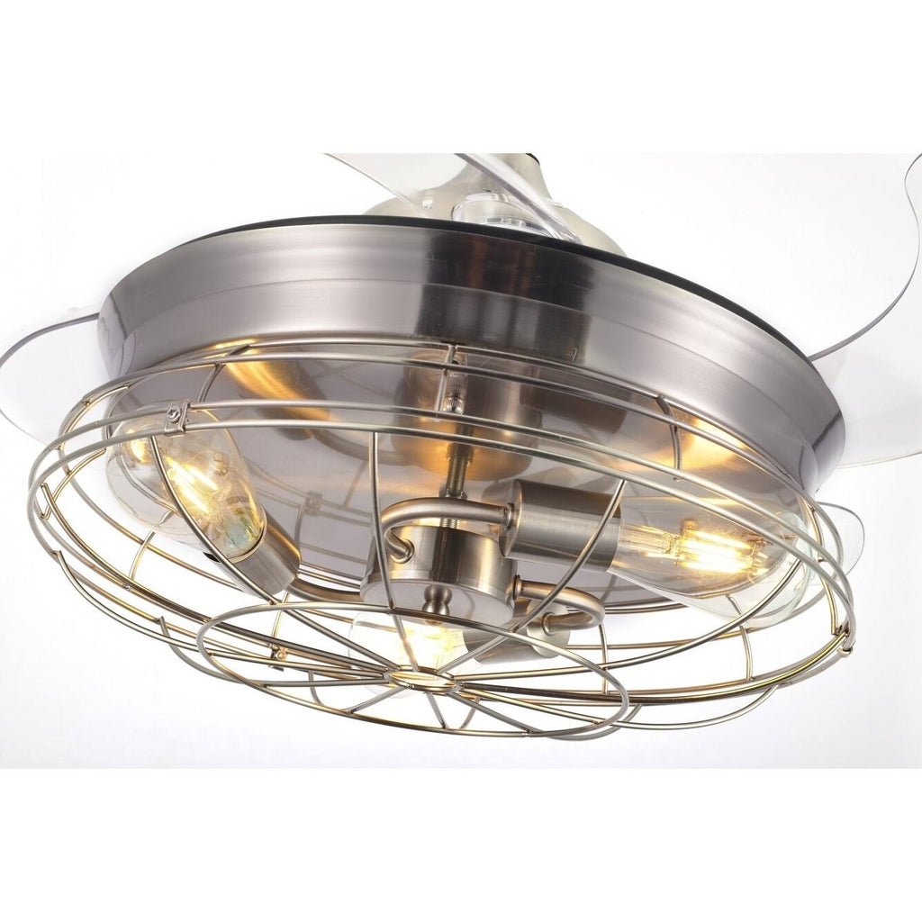 Black Retractable Ceiling Fan with Cage X507