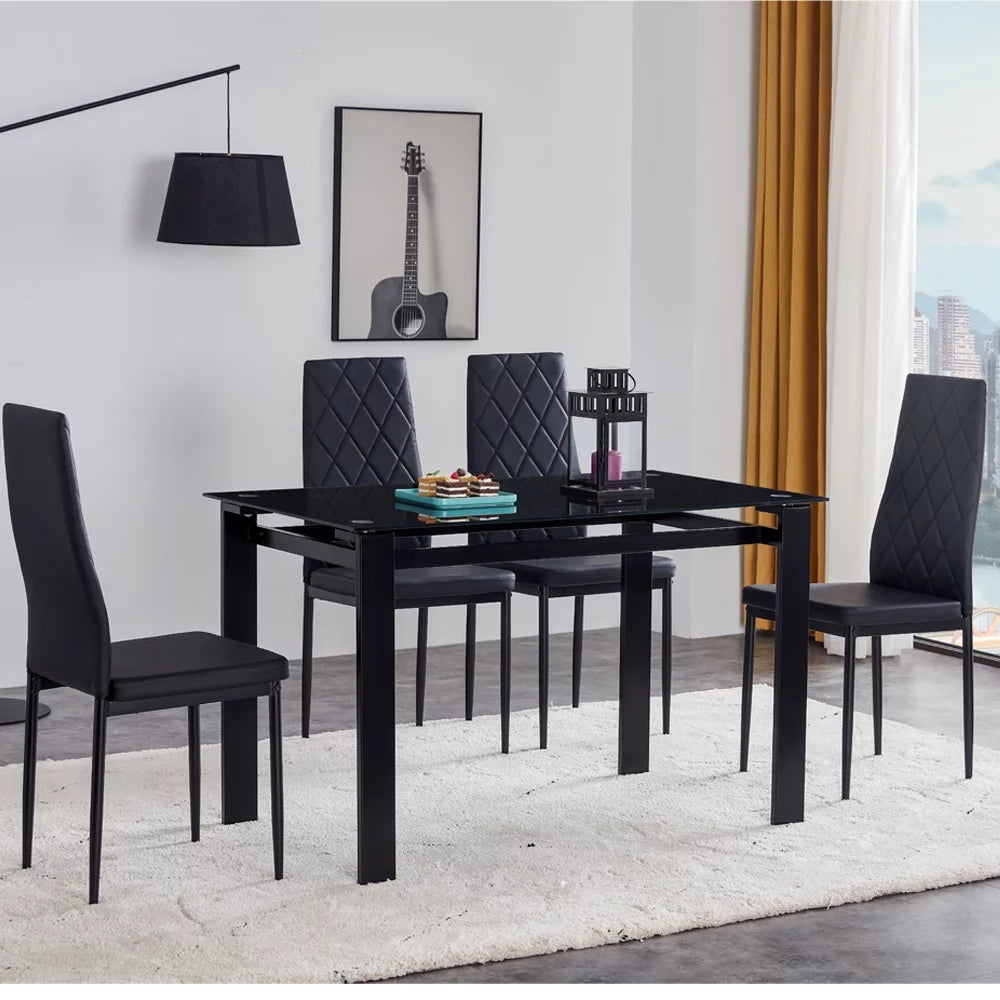Black 5 Piece Dining Table Set for 4 W302