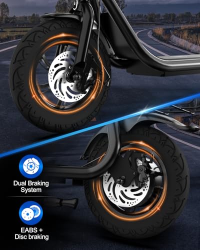 Electric Scooter with Seat, 800W Peak Motor, Foldable E-Scooter with Carry Basket C451