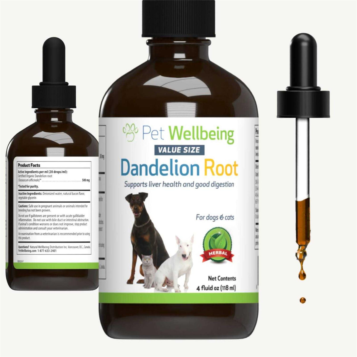 Dandelion Root Bacon Flavored Liquid Digestive & Liver Supplement for Cats & Dogs F2315