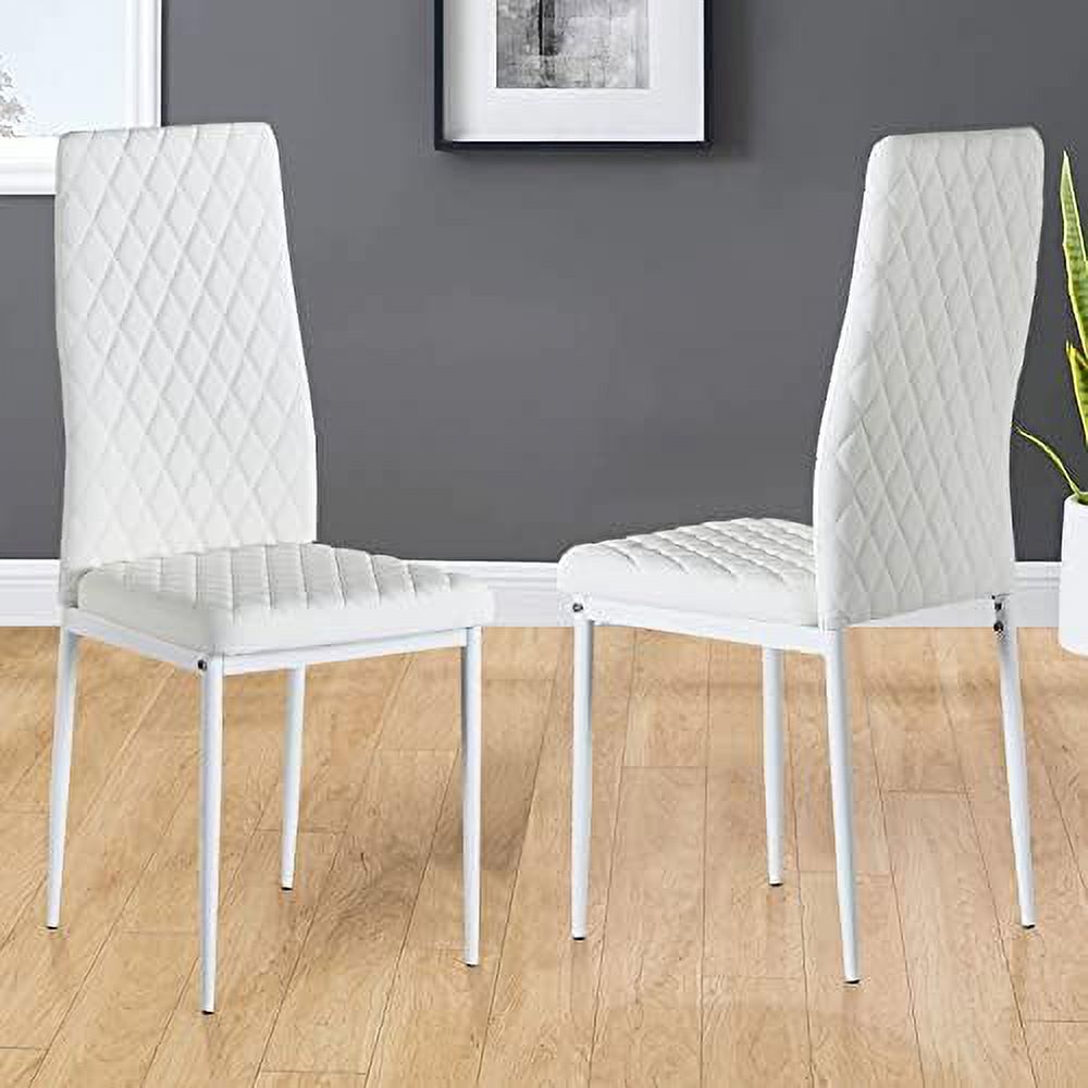 White PU Leather Upholstered Dining Chairs Set of 6 T285988