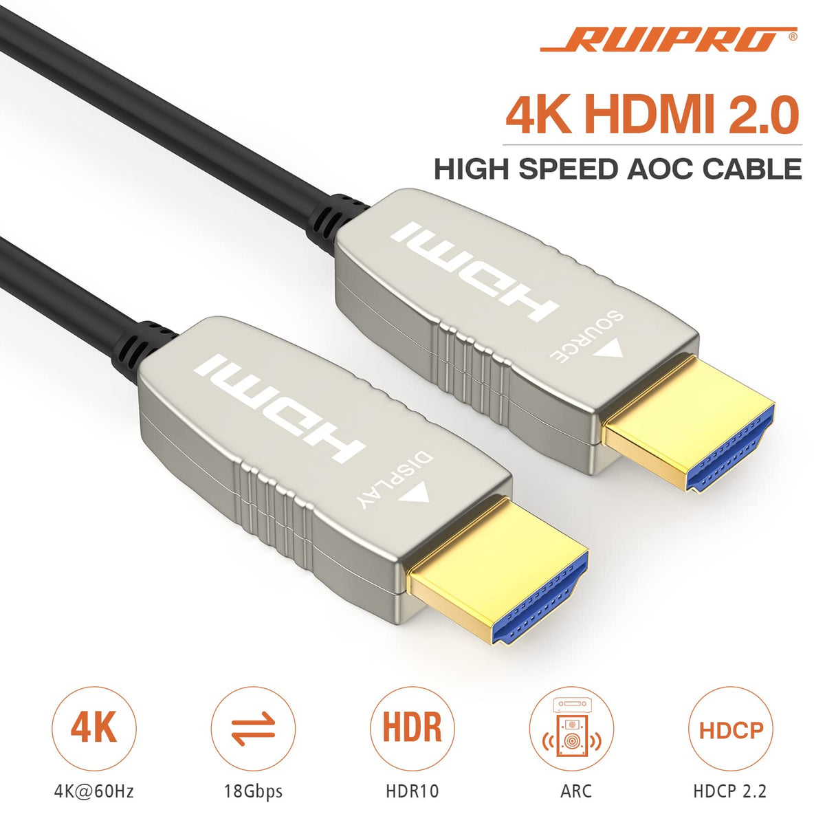 4K HDMI Fiber Optic Cable 165 Feet Pack of 2 Y9404