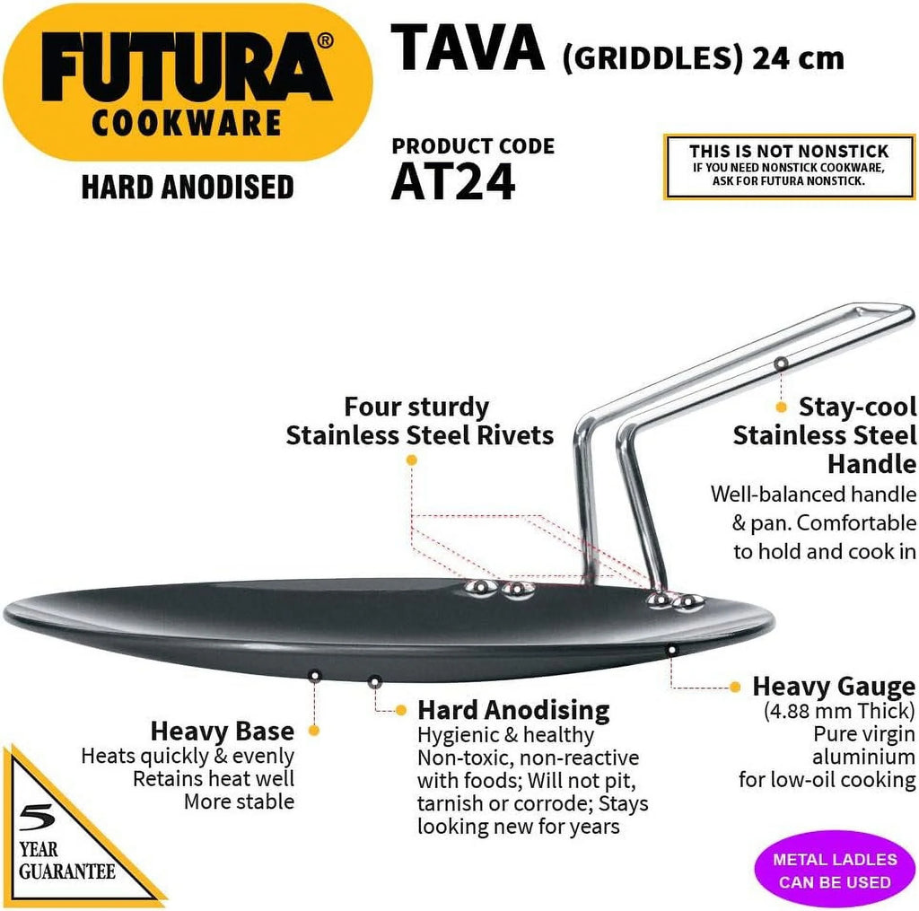 Hard Anodized Concave Griddle Tava 9.5Inch I89890