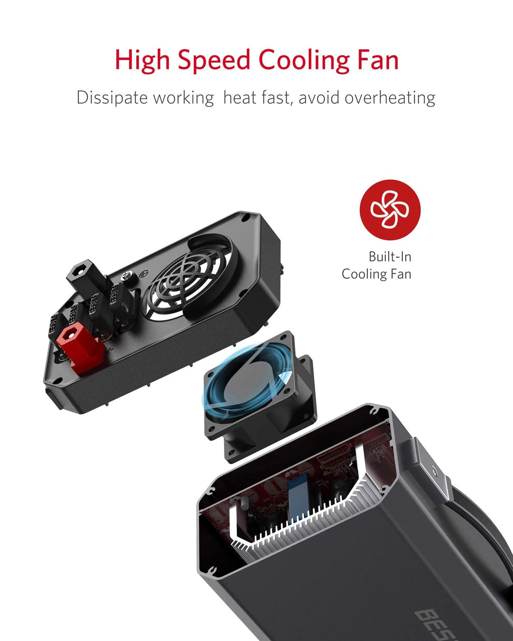 1200W Power Inverter DC 12V to 110V AC Converter with LCD Display Dual USB Car Charger L303599