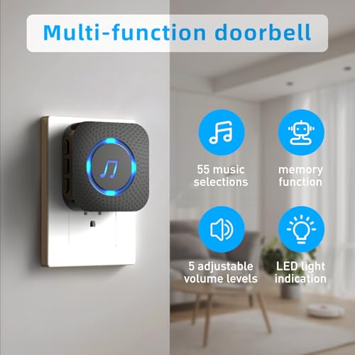 Wireless Door Sensor Chime 500 FT Range 26 Chimes 2 Sensors 1 Receiver S58624