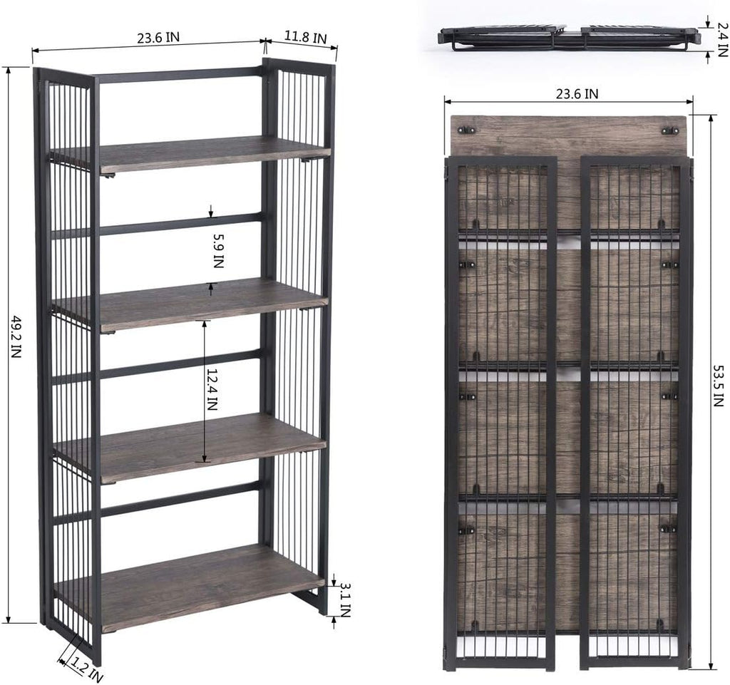 4-Tier Foldable Bookshelf Bookcase J9466