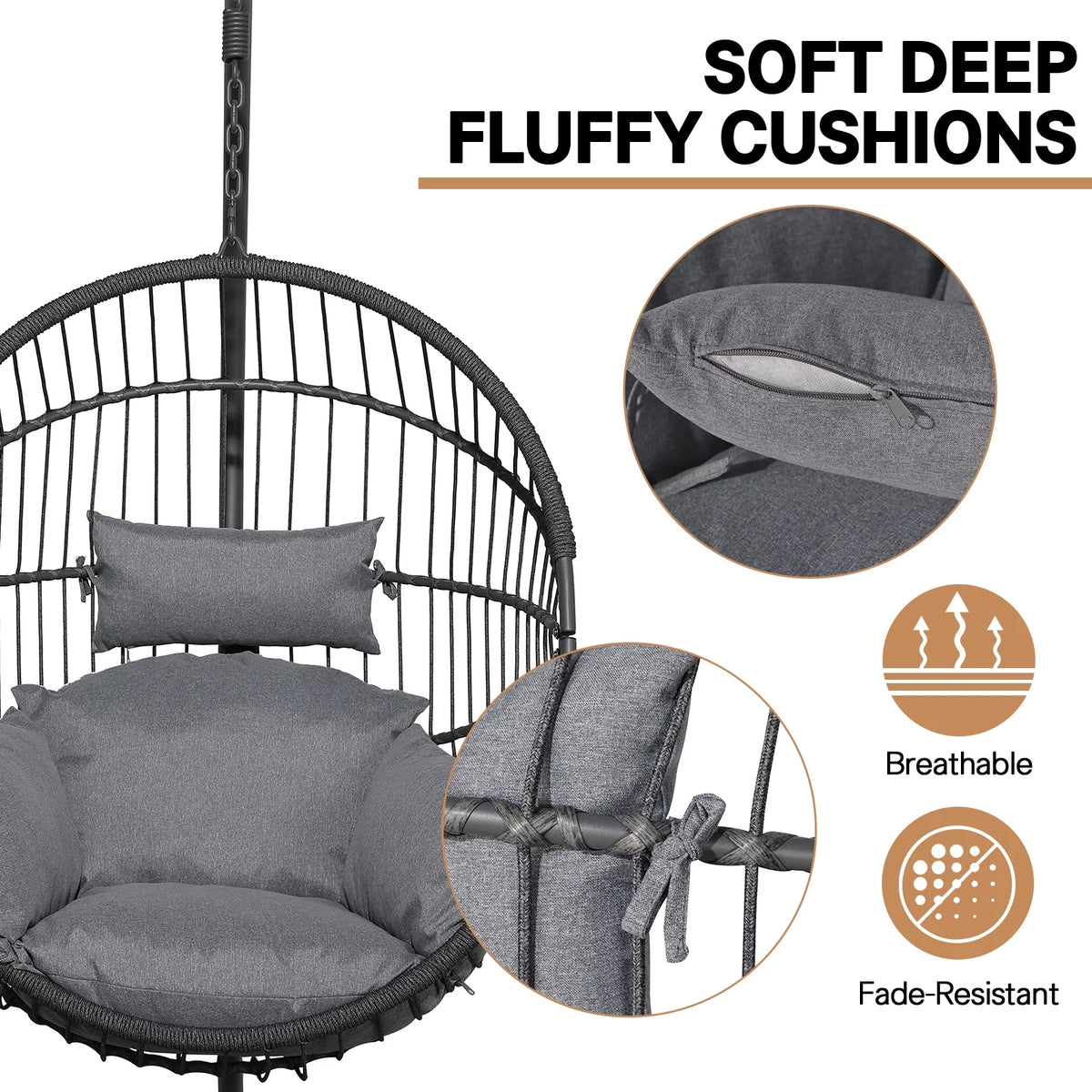 Oversized Dark Gray Hammock Chair with Stand X30259