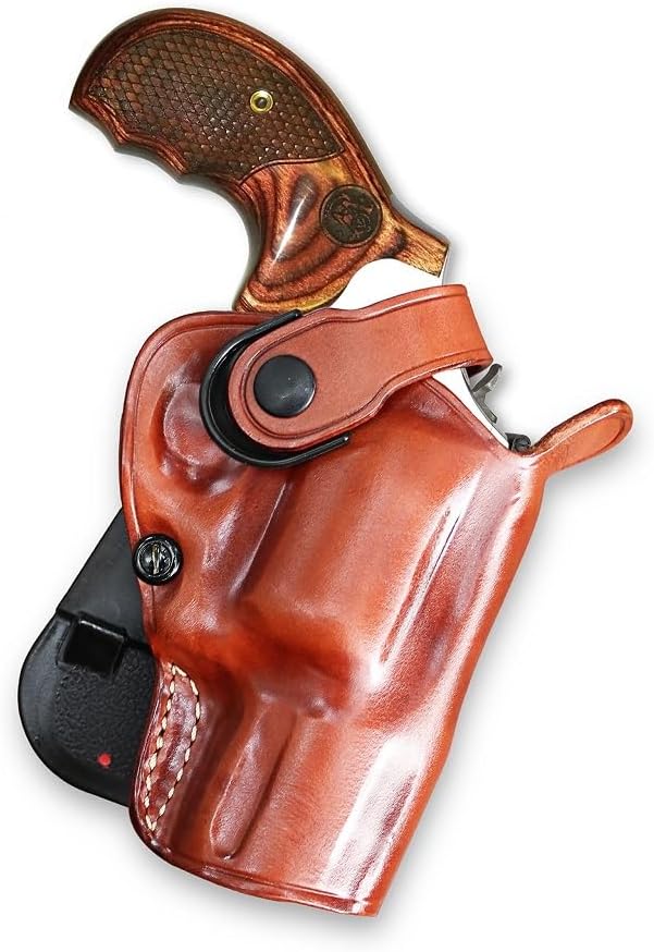 Brown Leather OWB Revolver Holster with Retention Strap for 2.5'' Barrel B3956