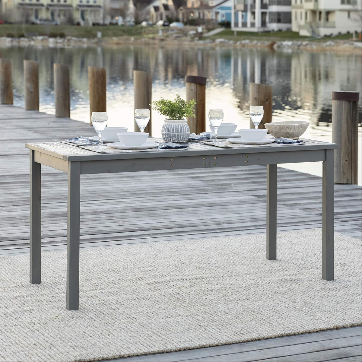 Brown Slatted Outdoor Dining Table K9698