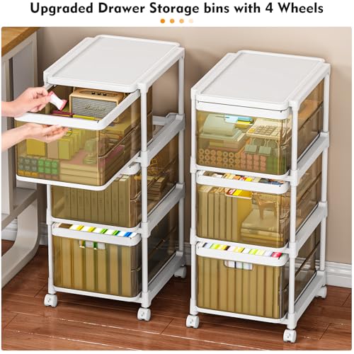 3 Drawer Plastic Storage Organizer with Wheels H3201