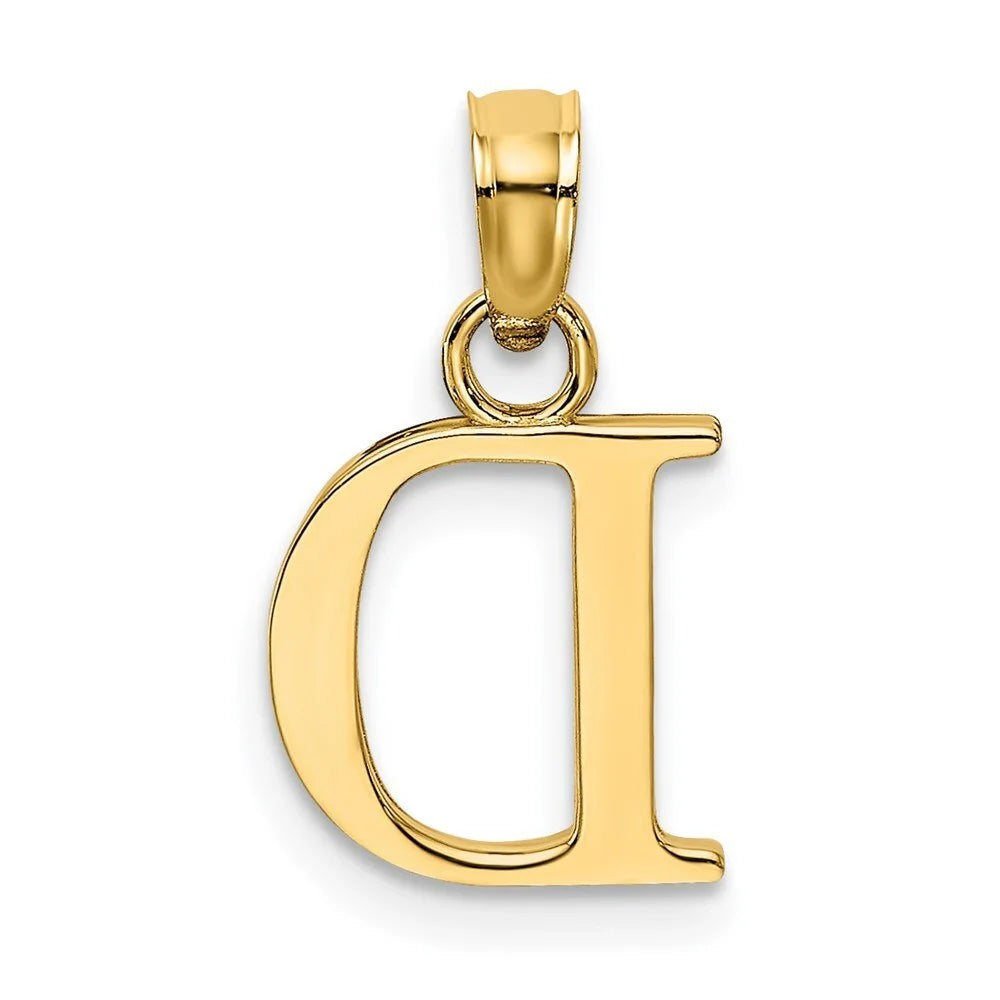 14k Yellow Gold Polished D Block Initial Pendant A888