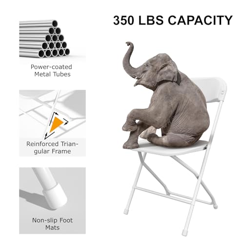 Black Plastic Folding Chairs with Steel Frame, 10 Pack Q7083