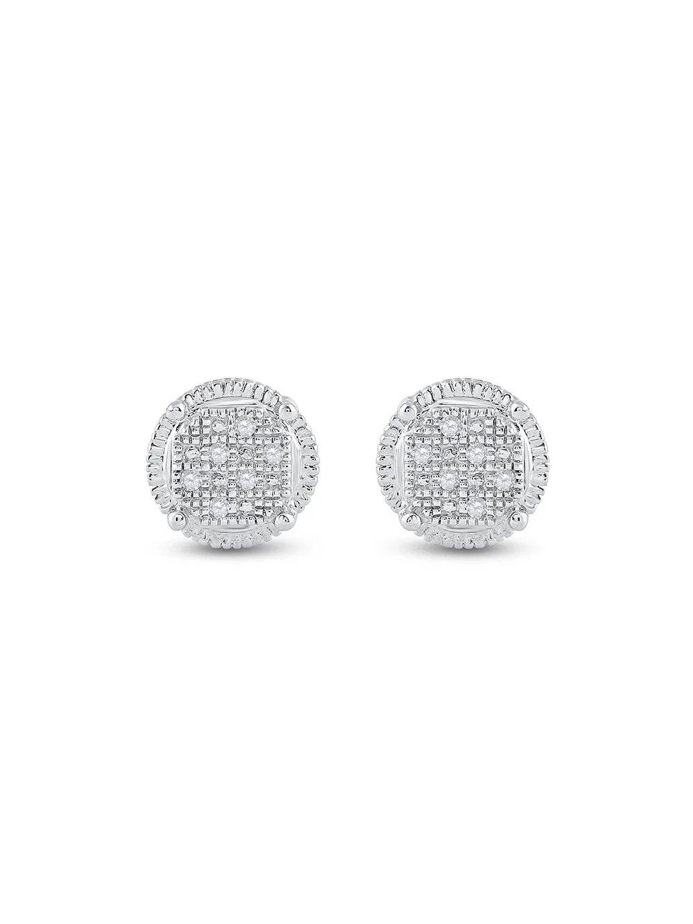 Sterling Silver Diamond Cluster Earrings .03 Cttw U865