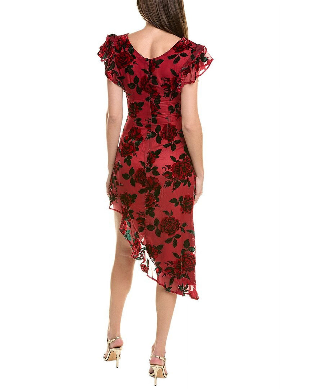 Red Velvet Burnout Midi Dress O5456