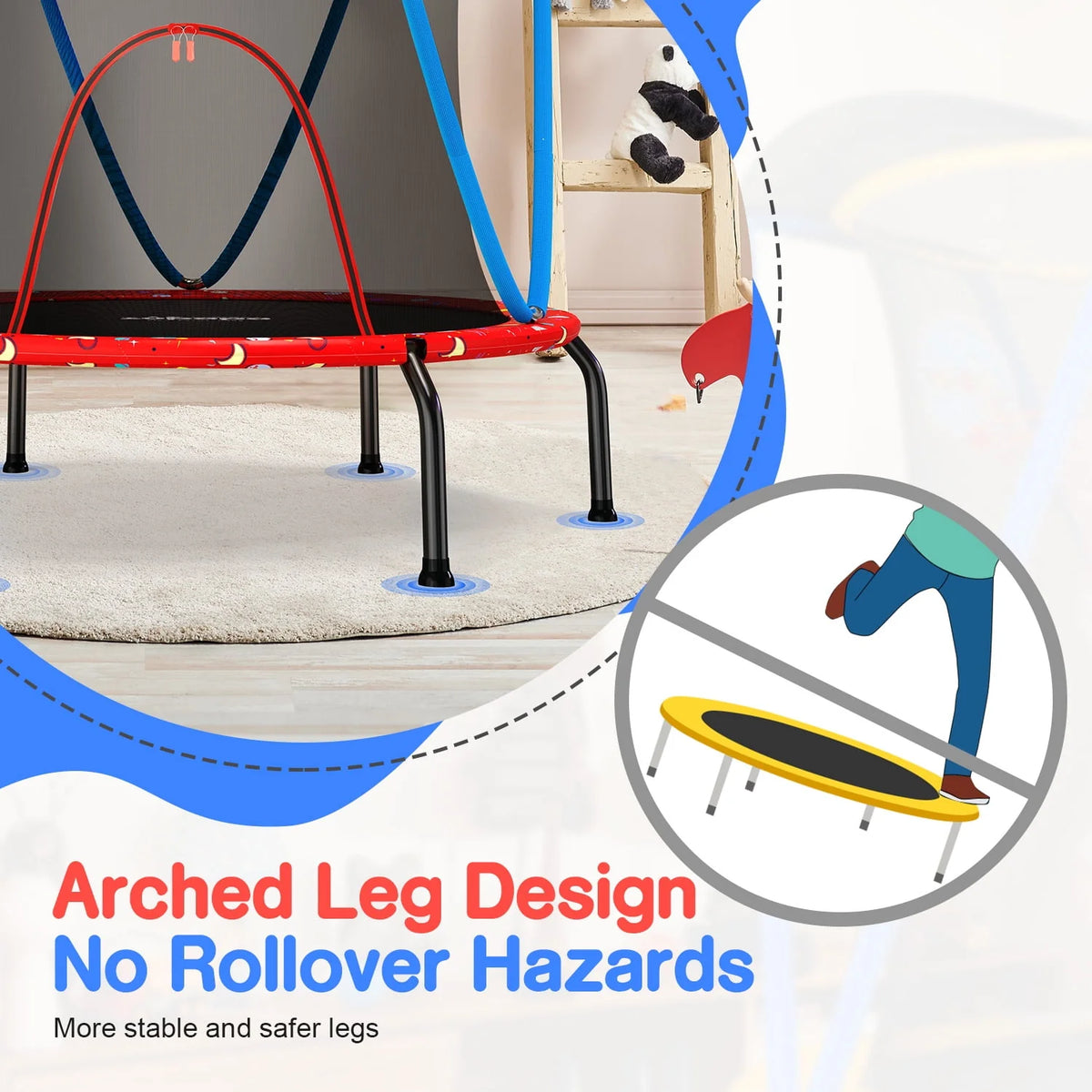 66 Kids Trampoline with Basketball Hoop and Safety Enclosure Net T44190