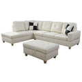 White Left Hand Facing Sectional with Ottoman I535645