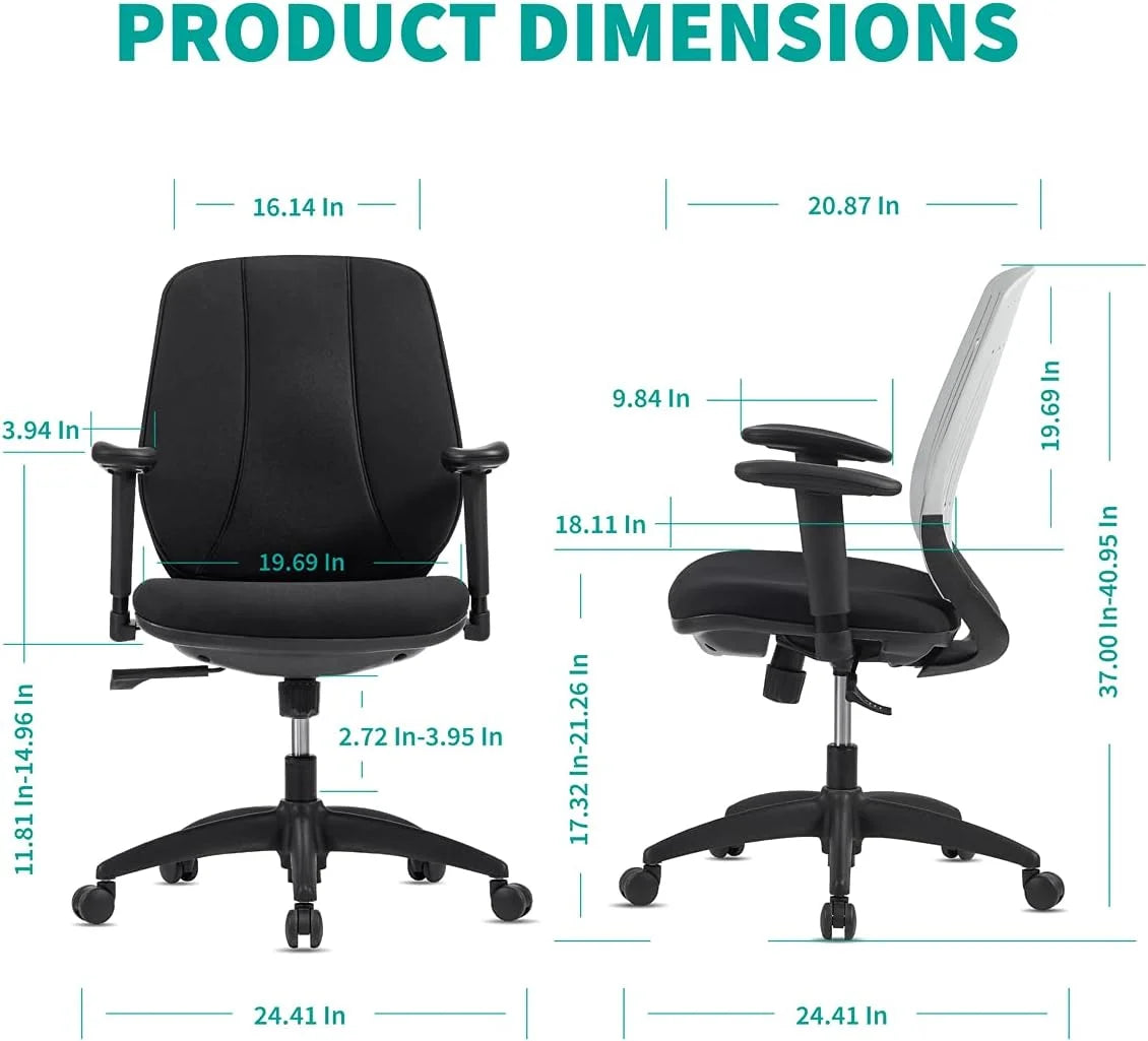 Gray Ergonomic Office Chair with 2D Armrest X539663