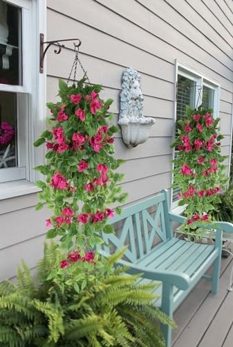 2pcs Artificial Bougainvillea Hanging Flowers 40" Faux Silk Bougainvillea Flower Vines (Rose Red) H7826