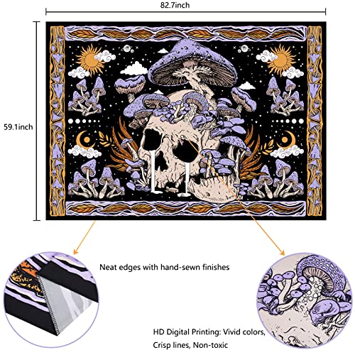 Purple Mushroom Skull Wall Tapestry R6415